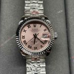 1:1 Swiss Replica Clean Factory Rolex Lady Datejust 28 White Gold Pink Roman Face Jubilee Strap